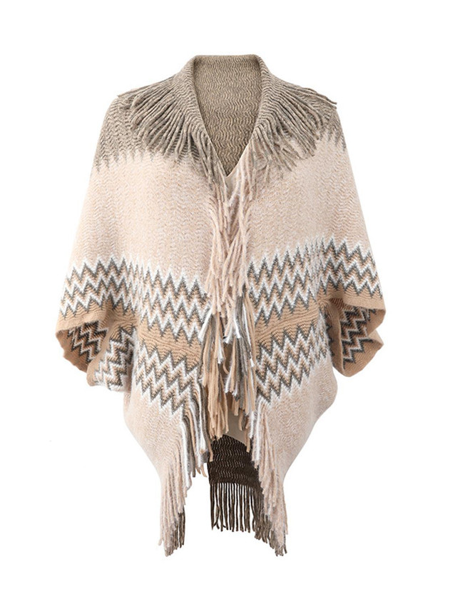 Mocha Geometric Fringe Cardigans