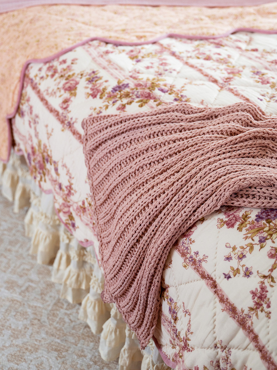 Comfy Knit Throw - Rose | Shop Beautiful Designs by April Cornell