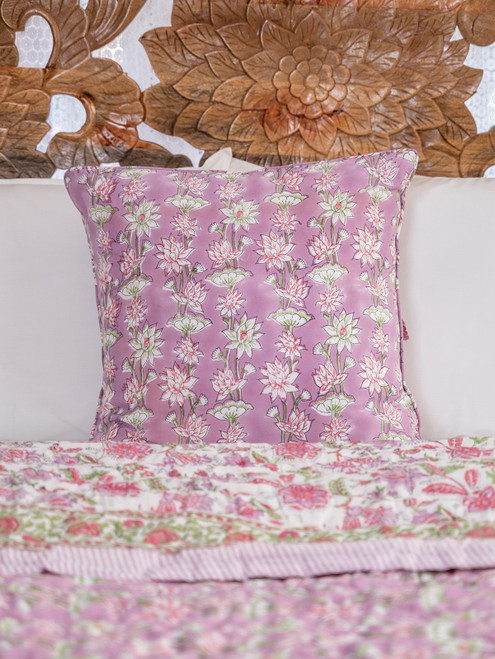 Gracie Block Print Cushion Cover - Lavender