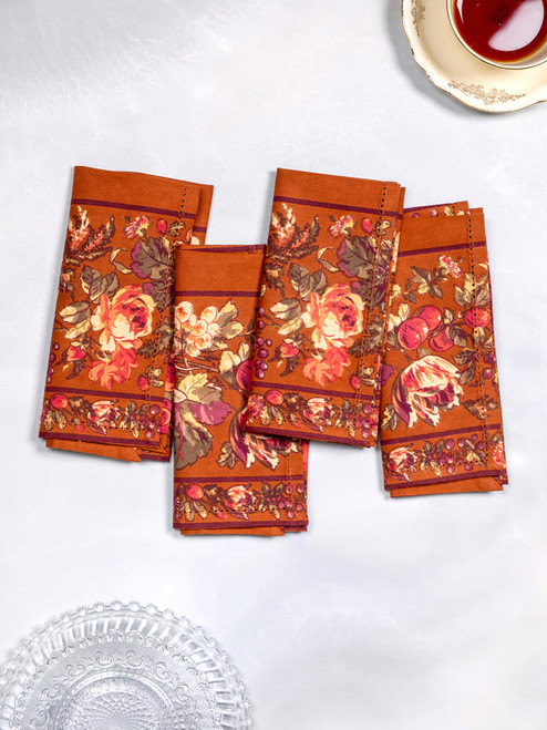 Bountiful Harvest Luncheon Napkin Set of 4 - Rust