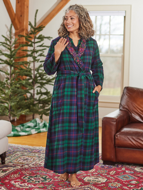 Yuletide Dressing Gown - Green Blue