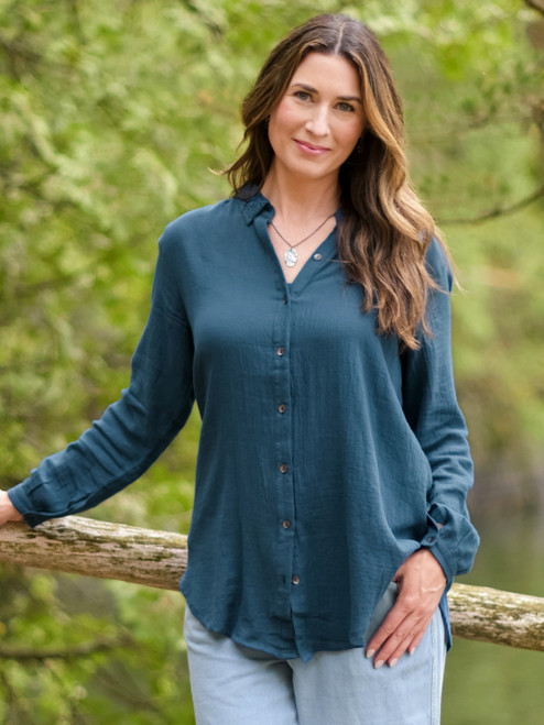 Bostonian Blouse - Cadet Blue