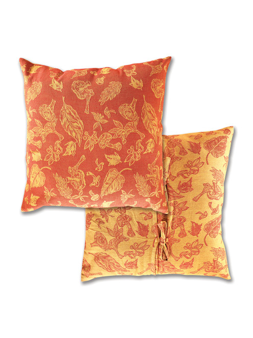 Mushroom Jacquard Cushion Cover - Gold Rust
