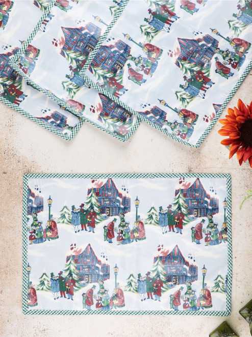 Caroling Oilcloth Placemat Set of 4 - Winter