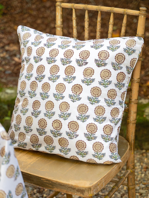 Happiness Block Print Cushion Cover - Ecru
