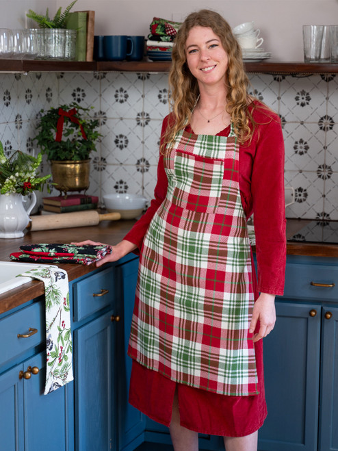 Jingle Plaid Chef Apron - Red