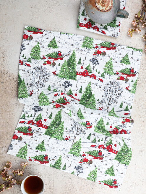 Yuletide Tea Towel Set of 2 - Ivory