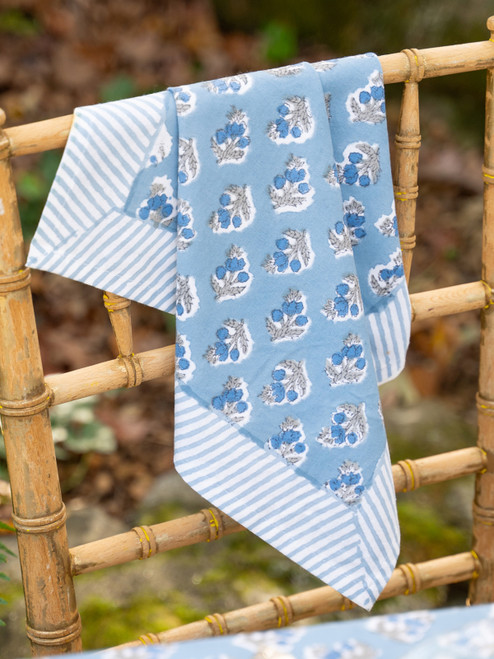 Misty Morning Block Print Napkin Set of 4 - Blue
