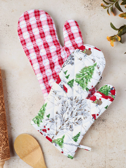 Yuletide Oven Mitt Set of 2 - Ivory