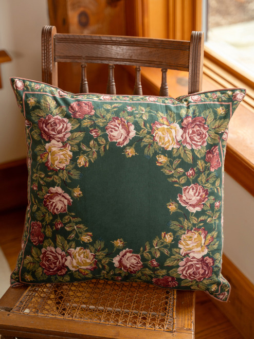Winter Rose Cushion Cover - Forest Green