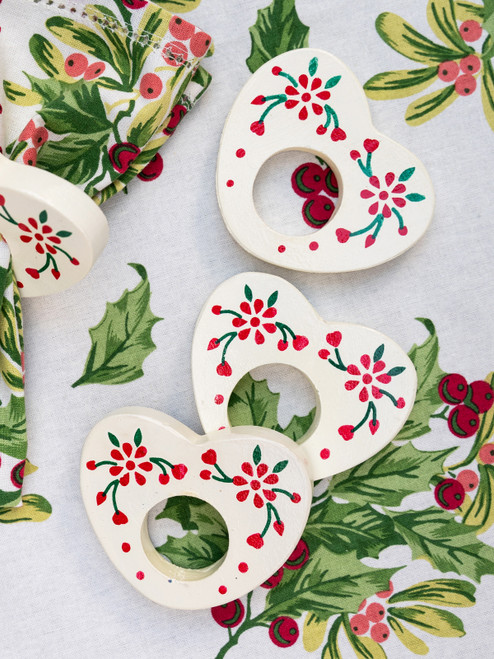 Heart Napkin Ring Set of 4 - Ecru