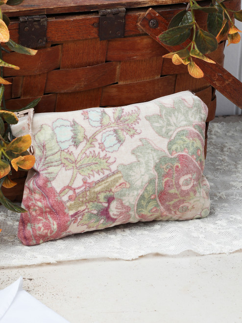 Blooming Jungle Velvet Pouch - Blush