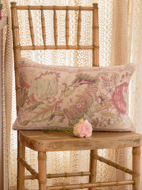 Blooming Jungle Velvet Cushion Cover - Blush