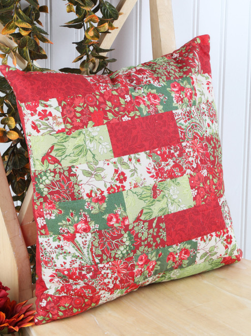 Merry Patchwork Cushion Cover - Red
