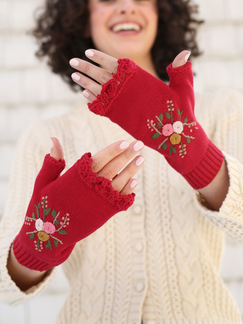 Belle Fingerless Glove - Red