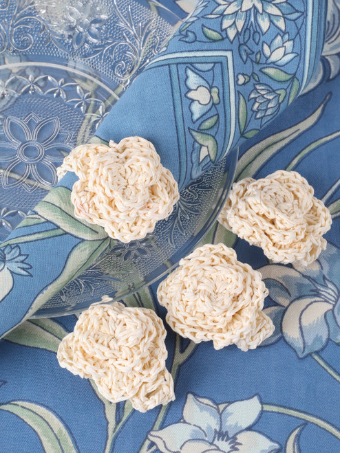 Raffia Napkin Ring Set of 4 - Ivory