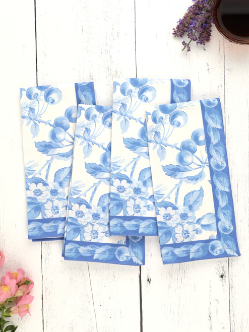 Cherry Blossom Luncheon Napkin Set of 4 - Blue