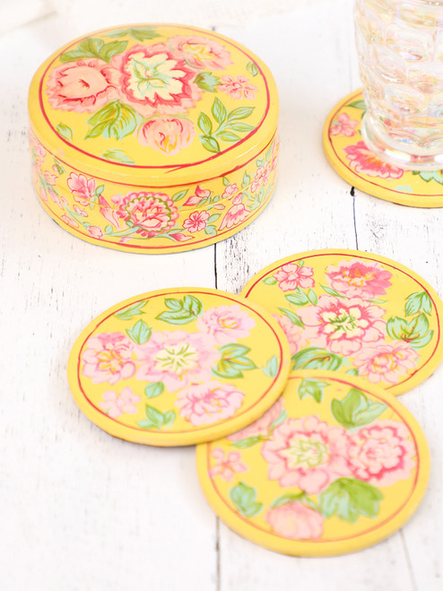 Emmaline Coaster Set of 4 - Yellow
