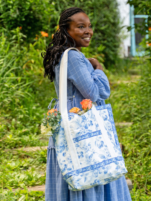 Cherry Blossom Market Bag - Blue