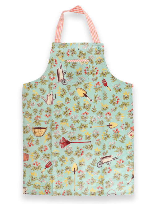 Gardening Girl Oilcloth Kids Apron - Aqua