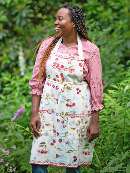 Cherry Cherry Watercolor Chef Apron - Red Blue