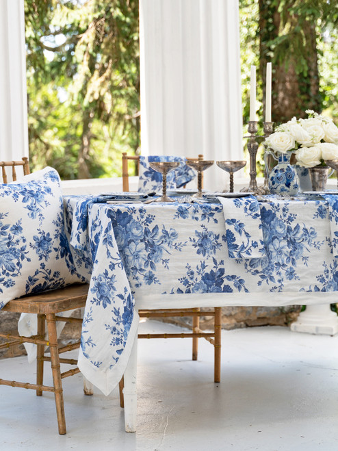 Cassandra Linen Tablecloth - Blue