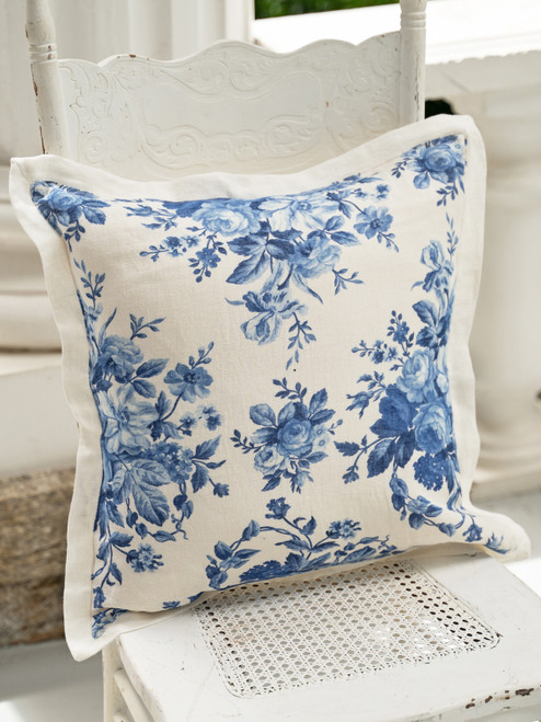 Cassandra Linen Cushion Cover - Blue