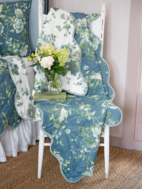 Garden Serenade Throw - Aegean Blue