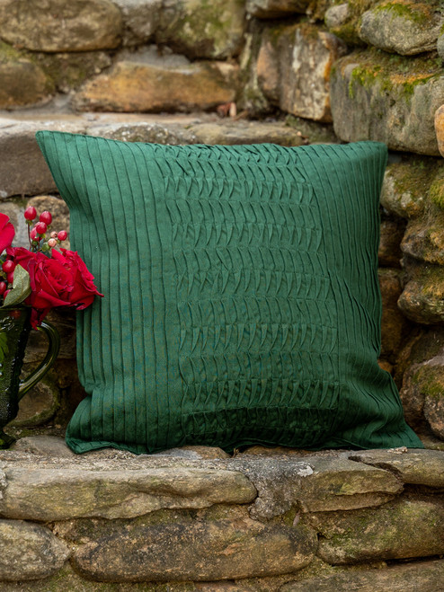 Lark Cotton Jacquard Cushion Cover - Green