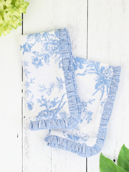 Rosalind Ruffle Luncheon Napkin Set of 2 - Blue