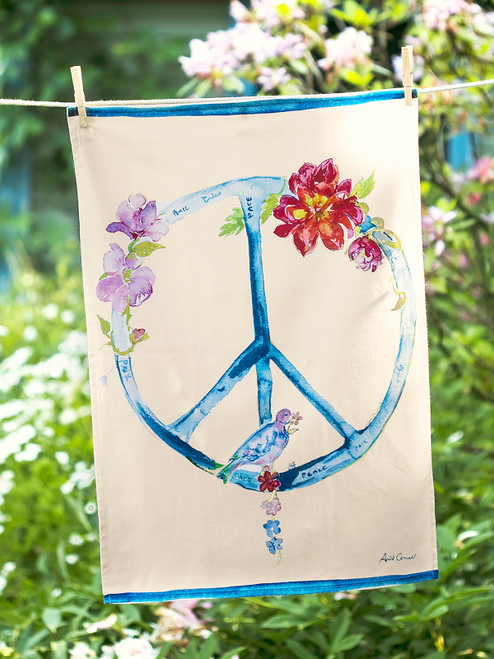 Peace Watercolor Tea Towel - Multi