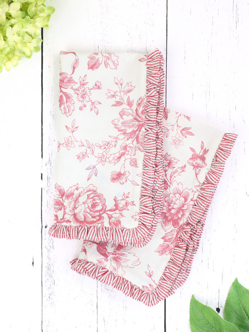 Rosalind Ruffle Luncheon Napkin Set of 2 - Rose