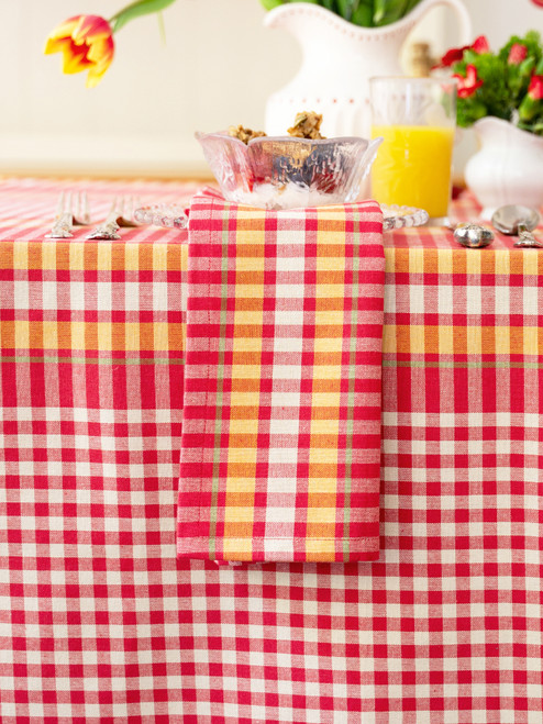 Pomegranate Plaid Napkin Set of 4 - Pink