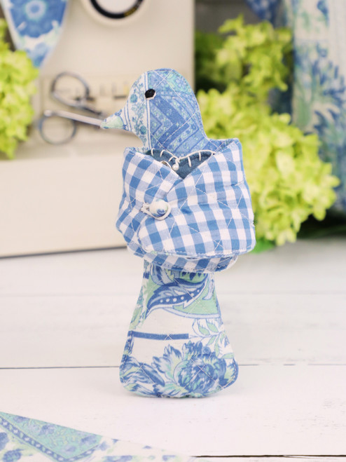 Mini Check Birdie Sewing Kit - Blue