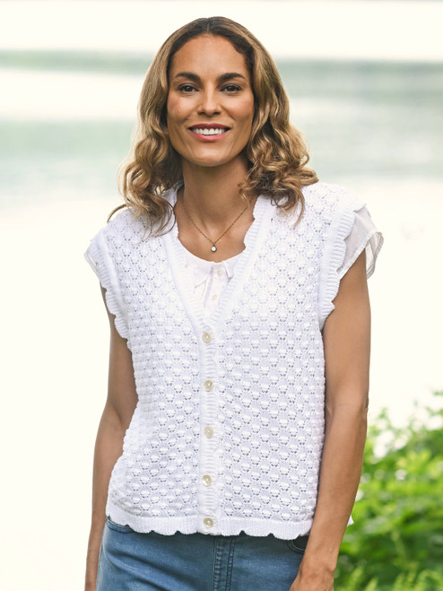 Brenna Crochet Vest - White