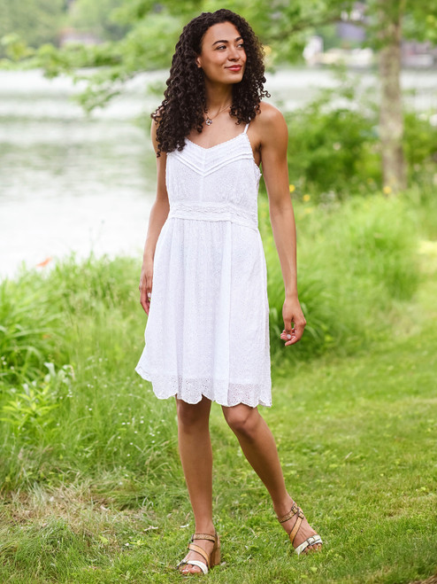 St Tropez Eyelet Slip Dress - White