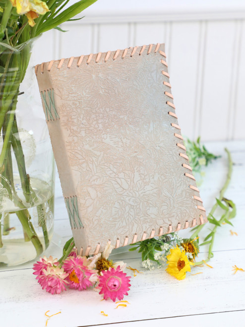 Dreamy Embossed Leather Journal - Grey