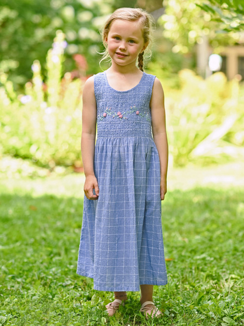 Charlotte Check Kids Dress - Blue