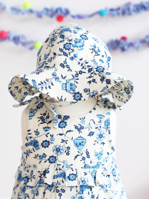 Chirping Kettle Baby Sunhat - Blue White