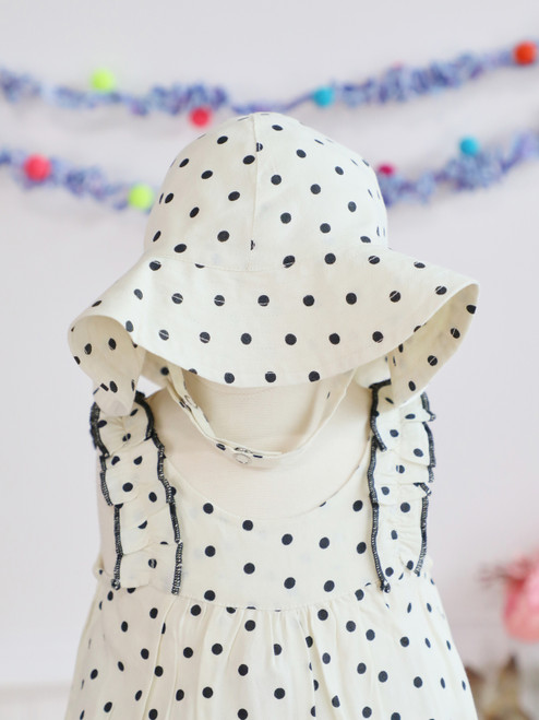 Paris Dot Baby Sunhat - Black Ecru