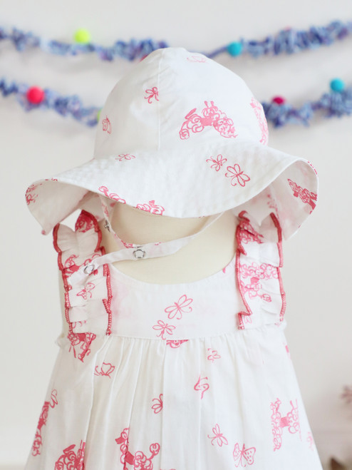 Pink Poodle Baby Sunhat - White Pink