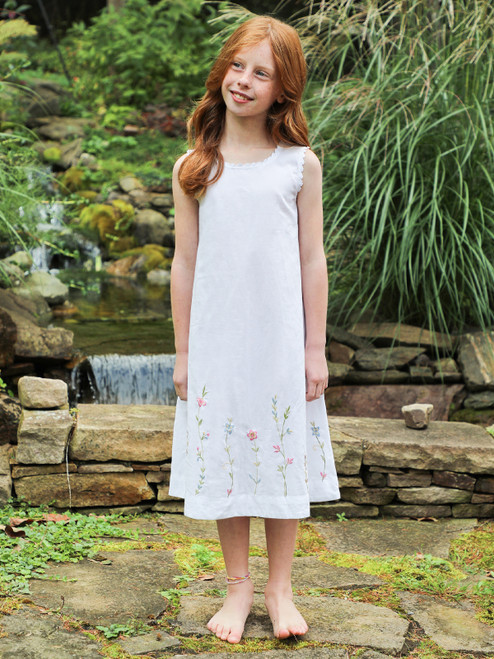 Spray Flower Kids Slip - White