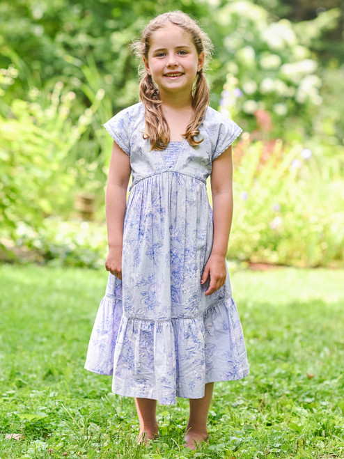Water Rose Kids Dress - Bleach Blue