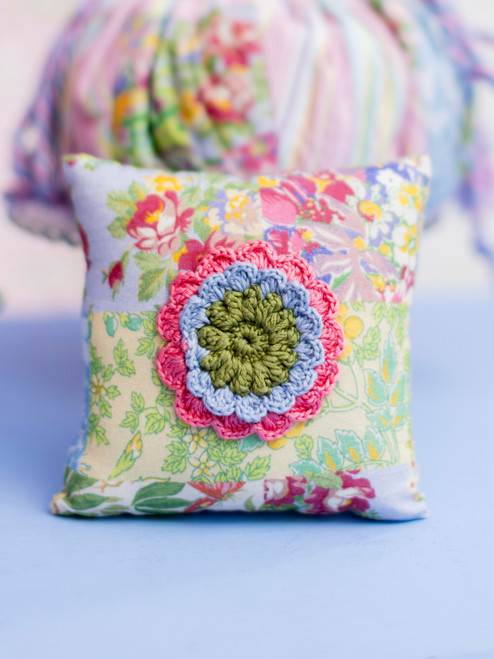 Garden Collage Crochet Flower Pin Cushion - Pastel