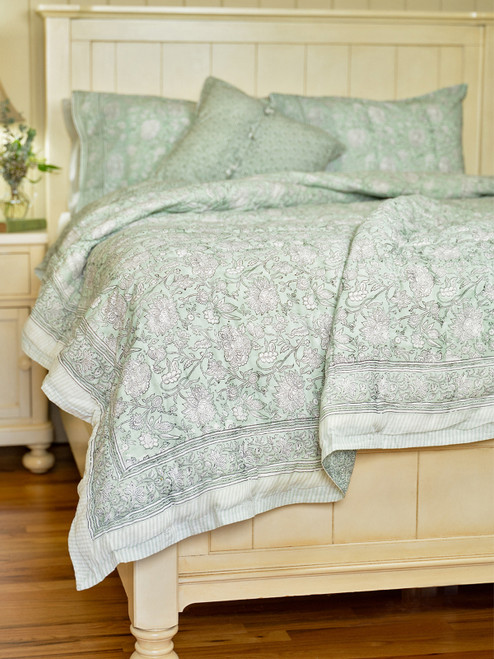 Sadie Block Print Quilt - Sage