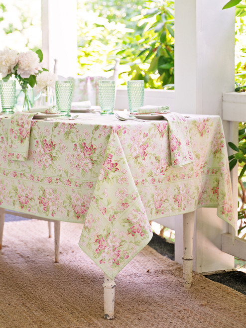 Apple Blossom Tablecloth - Light Green
