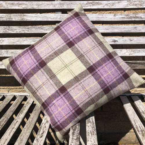 Bamburgh plaid 100% wool cushion