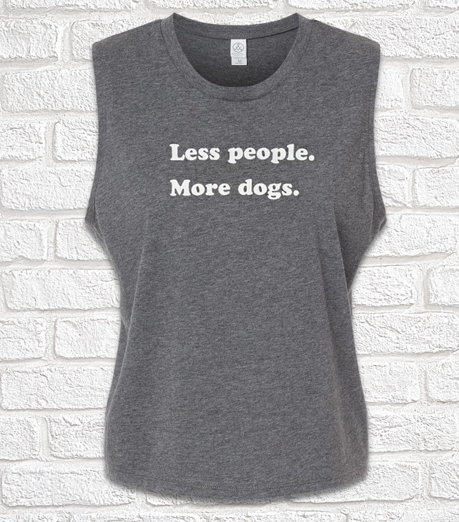 Less People More Dogs Cropped Tank