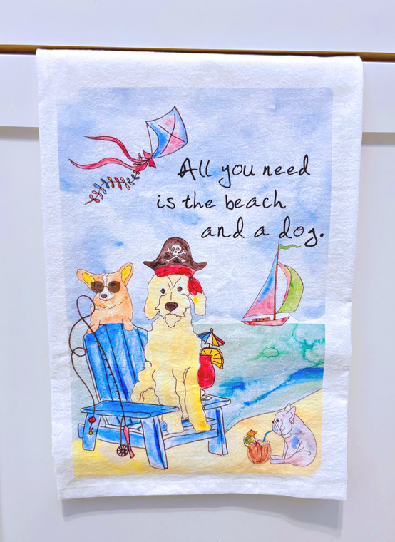 All You Need is the Beach and a Dog Kitchen Towel