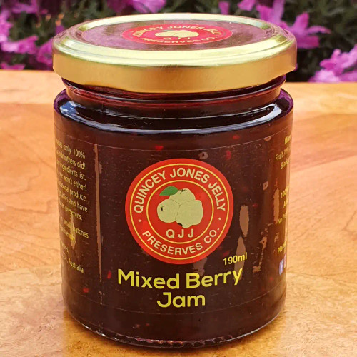Mixed Berry Jam! Contains four fruits - Strawberry, Raspberry, Blackberry, Blueberry. 